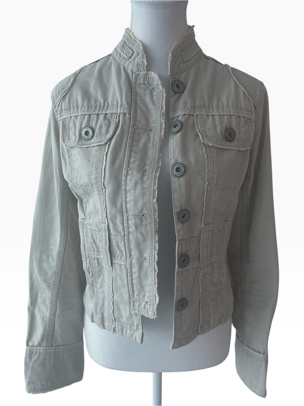 Mendocino Beige Button-Up Utility Jean Jacket